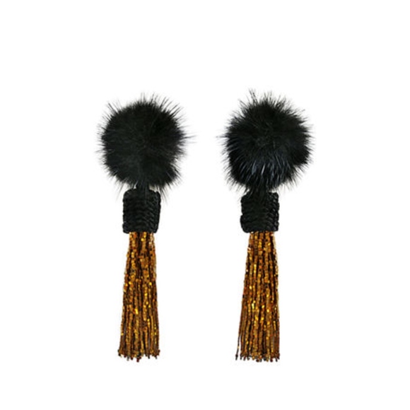 Mignonne Gavigan "Jackie" Mink Statement Earrings - Picture 3 of 4